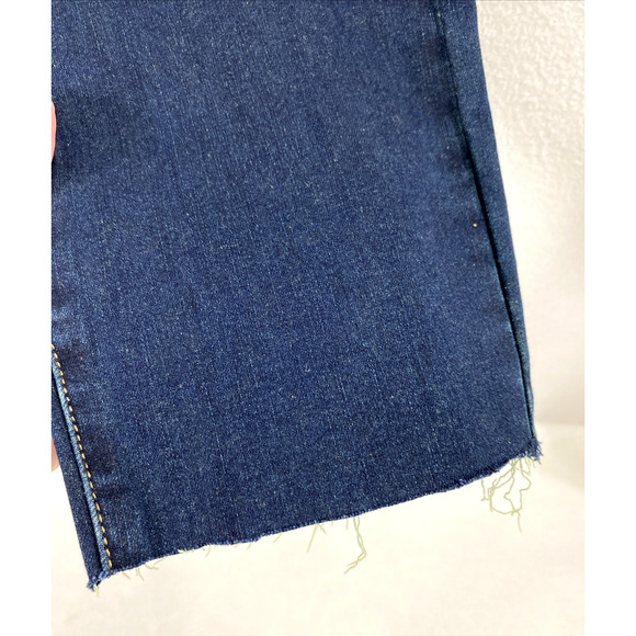 Soft Surroundings Jeans Womens Size 12 Dark Wash Denim Raw Hem‎ Straight Stretch - Picture 3 of 12